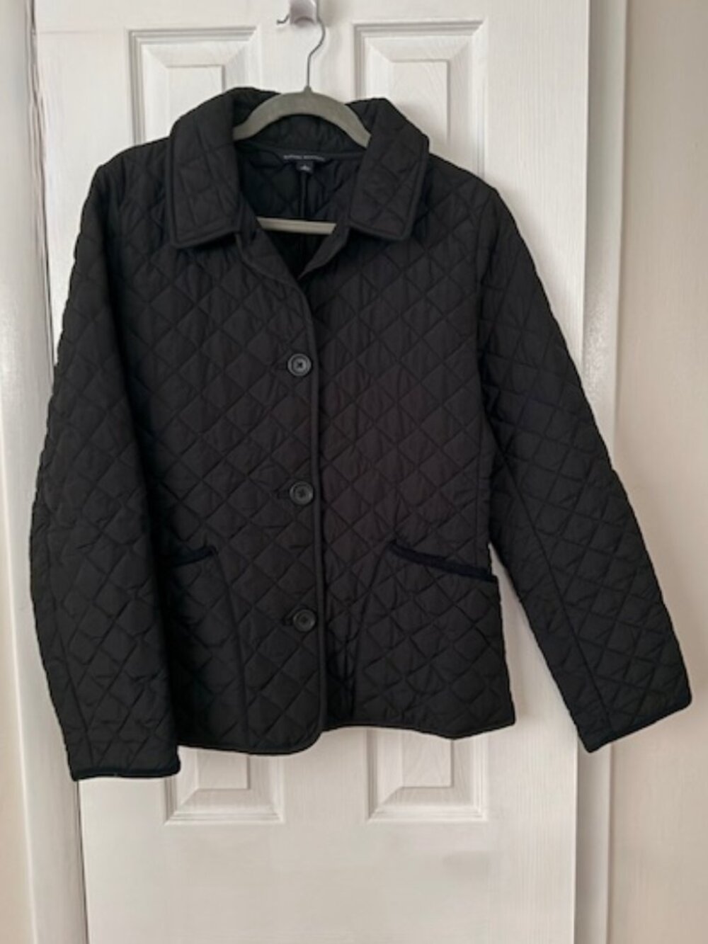 BANANA REPUBLIC black quilted car coat, L